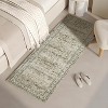 2'x6'Vintage Floral Washable Rug Non-Slip, Retro Low Pile Throw Rug for Living Room Bedroom Dining Room, Soft Foldable Carpet,Camel - 2 of 4