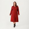 Anna-Kaci Lounge Women's Plaid Long Sleeve Midi Sleep Shirt with Soft Brushed Texture, Button-Front Detail and Relaxed Loose-Fit Silhouette - 2 of 4