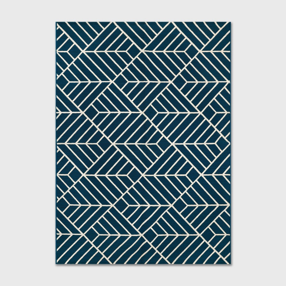  x 7' Zig Zag Geo Outdoor Rug Teal