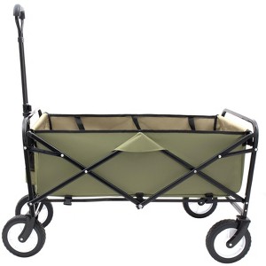 VYNXARIA Collapsible Foldable Wagon Cart with strapping system Beach Wagon Utility Cart Utility Wagon Grocery Cart,Green - 1 of 4