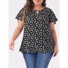 Agnes Orinda Women's Plus Size Keyhole Flutter Short Sleeve Chiffon Floral Tops - 2 of 4
