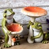 Garden Frog with Mushroom Figurine Set – 10"H Resin Frog Accents Green and Red Home or Garden Decor (Set of 2) by Melrose - 2 of 2