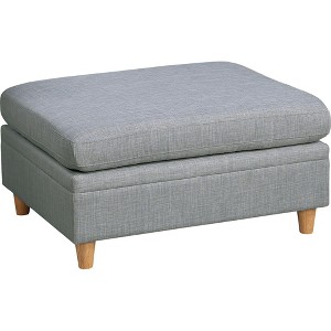 Living Room Furniture Ottoman Light Grey Dorris Fabric 1pc Cushion ottomans Wooden Legs - 1 of 1