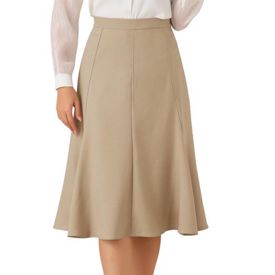 Allegra K Women's Side Zipper High Waist Elegant Flared A Line Midi Skirts