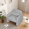 CAVINAS Upholstered Accent Chair with Arms and Pillow,Modern Teddy Fleece Arm Chairs for Bedroom,Reading Room,Gray/Beige/Pink - 4 of 4