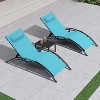 PURPLE LEAF Patio Chaise Lounge Set of 3 Outdoor Lounge Chair Beach Pool Sunbathing Lawn Lounger Recliner Chiar, Side Table Included - 2 of 4