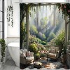 Romantic Pink Flower Shower Curtain - Water-Repellent & Durable Polyester, Lush Woven Weave Design, Complete with Hooks, 180x180cm, Easy Hand Wash - 3 of 4