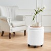 ChicFurnit Ottomans and Benches Vanity Ottoman Rolling Footstool Foot Rest Stool with Upholstered for Living Room, White, 14.37"*14.37"*15.75" - 2 of 4