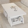 Sapphtopaz Modern Coffee Table with Open Storage Compartment Rectangular Bookshelf Table with Rounded Corner Living Room Table for Home Office - 2 of 4