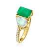 Ross-Simons Opal and 1.80 Carat Emerald Toi Et Moi Ring With .10 ct. t.w. White Topaz in 18kt Gold Over Sterling - 3 of 4