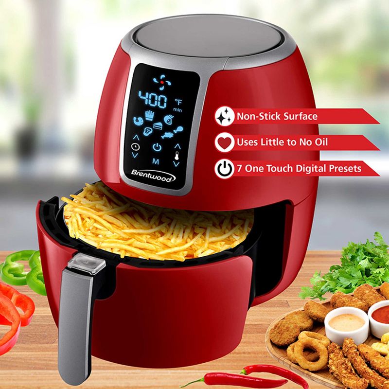 Brentwood Small 1400 Watt 4 Quart Electric Digital Air Fryer with Temperature Control in Black, 2 of 9