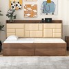 TIRAMISUBEST Twin/Full Size Wood Daybed with Upholstered Storage Shelves, USB Ports and 2 Drawers, Modern Daybed Frame Sofa Bed with Slats Support - 3 of 4