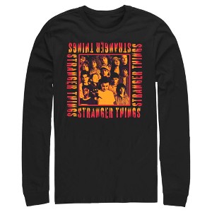 Men's Stranger Things Orange Group Shot Boxed Up Long Sleeve Shirt - 1 of 4