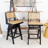 Mid-Century Rattan Bar Stool (Set of 2) with Full Back, Skin-Friendly Breathable Rattan and Perfect for Kitchen Island or Home Bar - 2 of 4