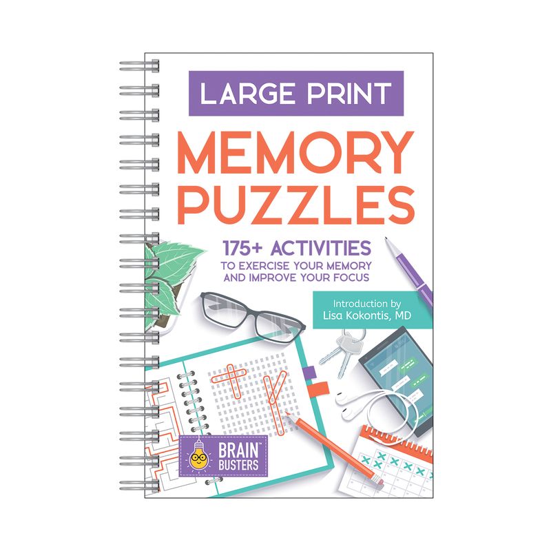 Large Print Memory Puzzles - (Brain Busters) by  Parragon Books (Spiral Bound), 1 of 2