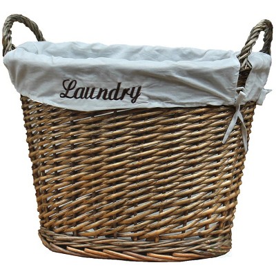 Vintiquewise Wicker Laundry Basket with White Liner