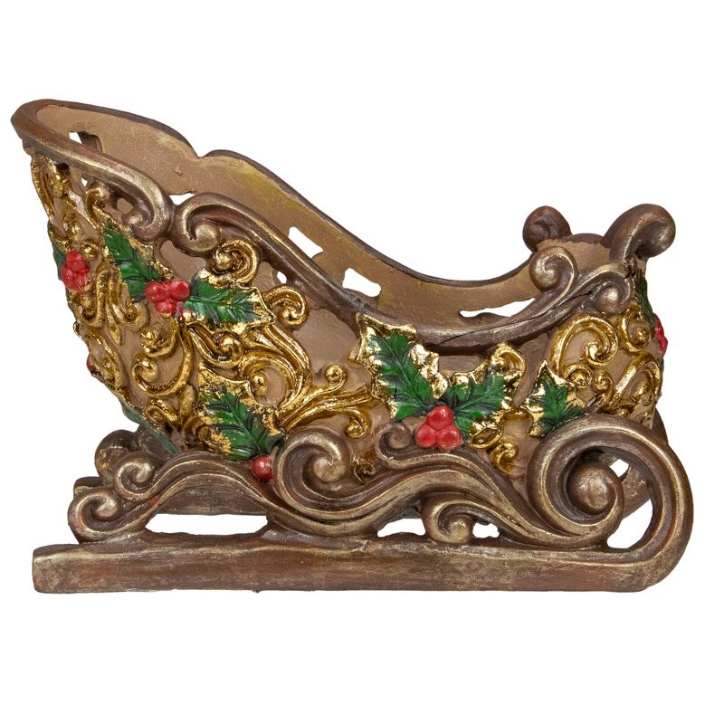 Northlight 8.75" Brown and Gold Sleigh Tabletop Christmas Decoration, 3 of 5