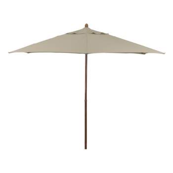9' x 9' Round Wood Grain Steel Patio Umbrella  Antique Beige - Astella