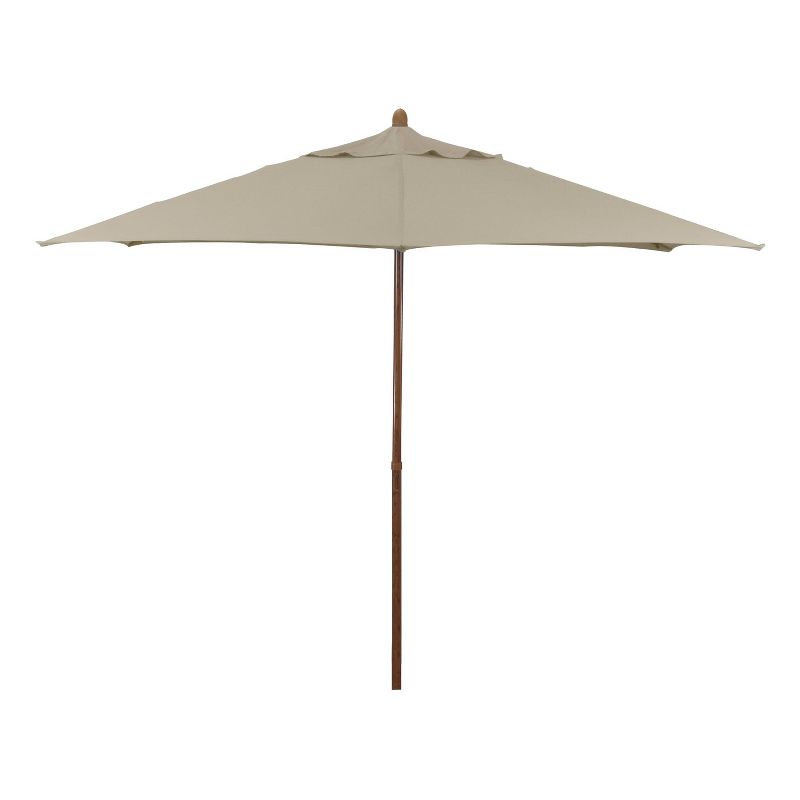 9&#39; x 9&#39; Round Wood Grain Steel Patio Umbrella  Antique Beige - Astella, 1 of 8