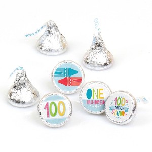 Big Dot of Happiness Happy 100th Day of School - 100 Days Party Round Candy Sticker Favors - Labels Fits Chocolate Candy (1 sheet of 108) - 1 of 4