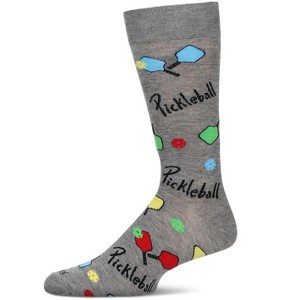 Memoi Men's Pickleball Paddle Bamboo Crew Socks Med Gray Heather 10-13 - 1 of 2