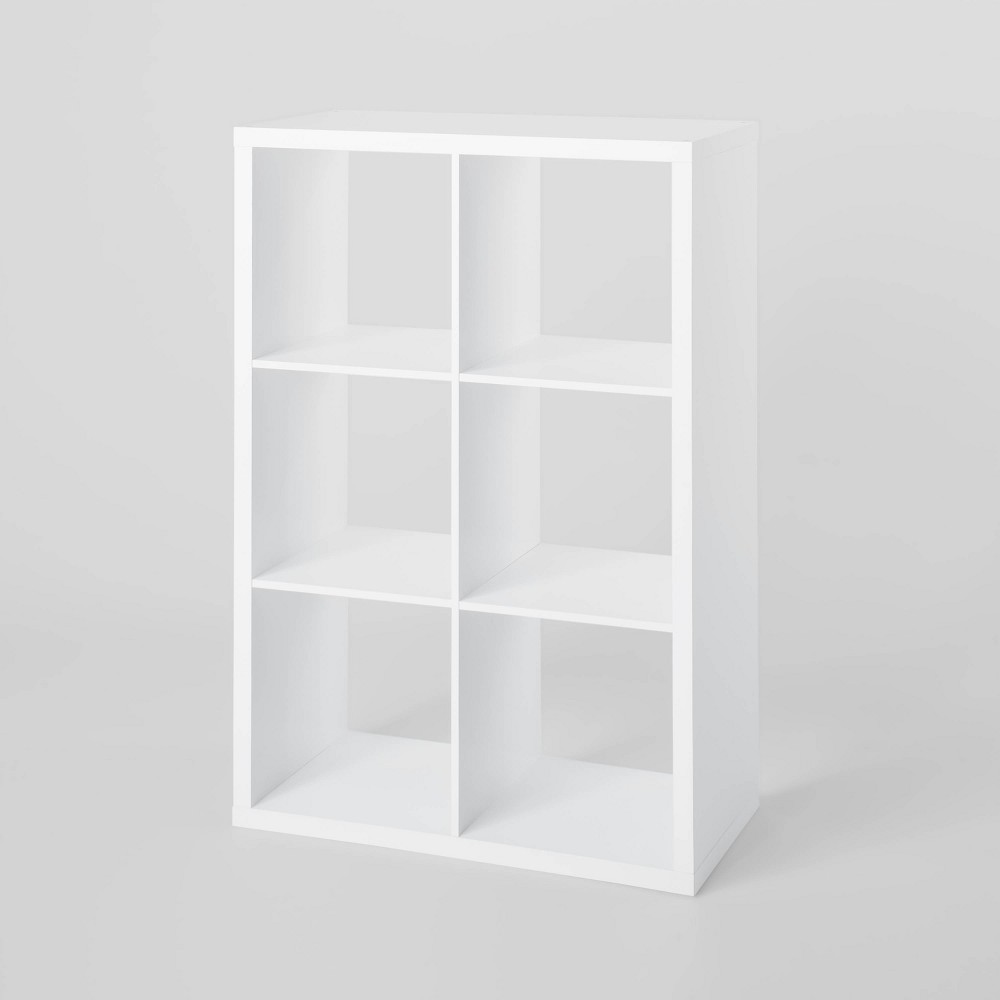 6 Cube Organizer White - Brightroom™: Versatile Shelving Unit, Up to 30lbs per Shelf, MDF & Particle Board Construction