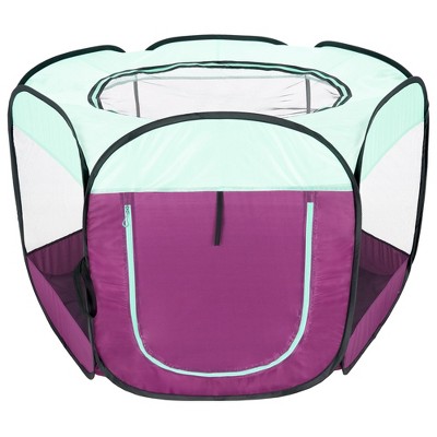 Large Purple Mesh Pet Playpen with Zippered Door