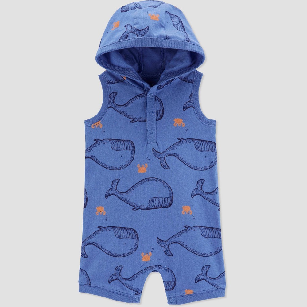 Size 6M Baby Boys' Whale Romper - Just One You made by carter's Blue 6M