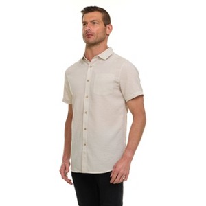 Canada Weather Gear Men’s Seersucker Button-Down Shirt – Short Sleeve Solid Textured Short Sleeve Shirt with Chest Pocket - 1 of 4