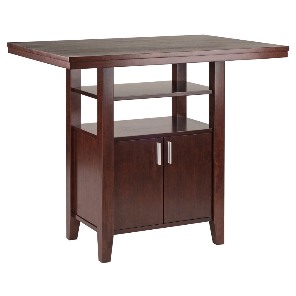 Photos - Dining Table Albany High Table with Cabinet Walnut - Winsome