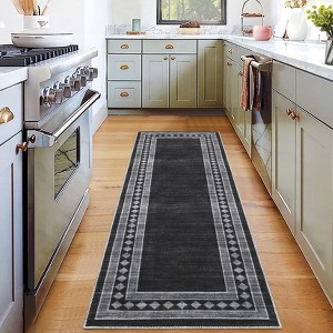 Modern Washable Area Rugs, Geometric Accent Carpet with Non-Slip Backing, Soft Low Pile Throw Rug Contemporary Bordered for Living Room Office - 1 of 4