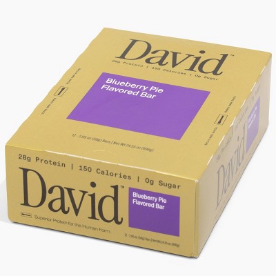 David Protein Protein Bars with 28g Protein - Blueberry Pie Flavor - 12ct