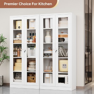 Mlezan Display Cabinet: Glass Doors, 4 Adjustable Shelves, Locking Case. Ideal for Home, Office, or Clinic. Assembly Required. - 1 of 4