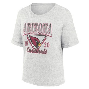NFL Arizona Cardinals Women's Oatmeal Heather Rolled Sleeve T-Shirt - 1 of 3