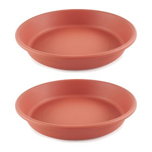 HC Companies Classic Plastic 17.63 Inch Round Plant Flower Pot Planter Deep Saucer Drip Tray for 20 Inch Flower Pots, Terracotta (2 Pack) - 1 of 4