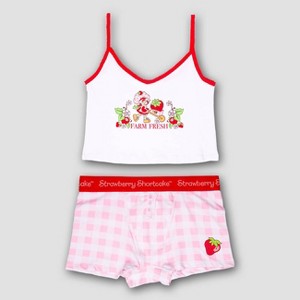 Women's Strawberry Shortcake Cotton Cami and Boxer Set - Pink - 1 of 4