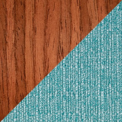 Folia Teal Upholstered Swivel Counter Height Barstools with Walnut Frame, Set of 2