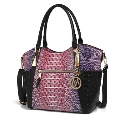 MKF Collection Janise Tote Bag with Croc Embossed Ombre Design and Gold Tone Hardware by Mia K