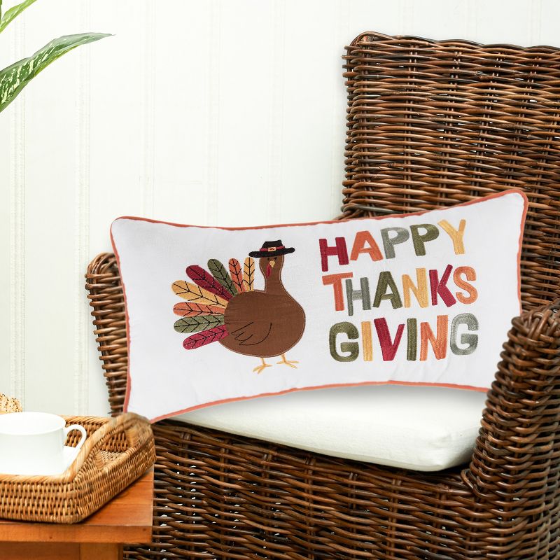 C&F Home 12" x 24" Happy Thanksgiving Turkey Embroidered Fall Throw Pillow, 5 of 9