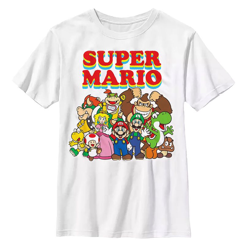 Super Mario Men's Classic Character Group Adult Graphic Print T-Shirt, 1 of 4