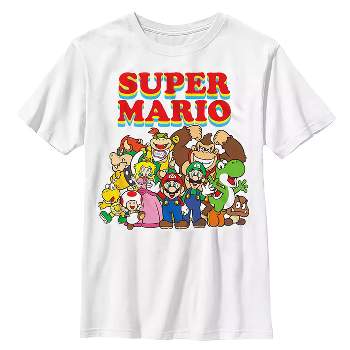 Super Mario Men's Classic Character Group Adult Graphic Print T-Shirt