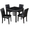 CLIHOME 5-Piece Wooden Dining Table Set, Kitchen Crystal Decoration Table Set with Square Table and 4 Upholstered Chairs - 2 of 4