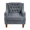 TOAOTBNBO Wooden Accent Chair with High Back, Breathable Fabric Armchair with Soft Padded Seat Mid-Century Single Sofa Chair for Office - 2 of 4
