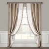 Luxury Vintage Velvet And Sheer WithBorder Pompom Trim Window Curtain Panel Taupe/Ivory Single 42X84 - 2 of 4
