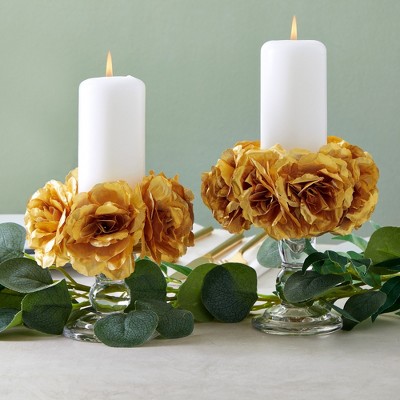 Gold Silk Artificial Roses for Tabletop Decor, 3-Inch, 50-Pack