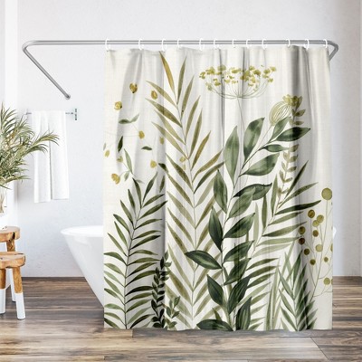71x74 Floral Eucaliptus Shower Curtain - 100% Polyester - Water-Resistant Bath Curtain