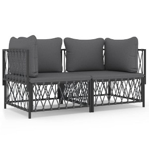 vidaXL 2 Piece Patio Lounge Set with Cushions Anthracite Steel - 2x Corner - 1 of 4