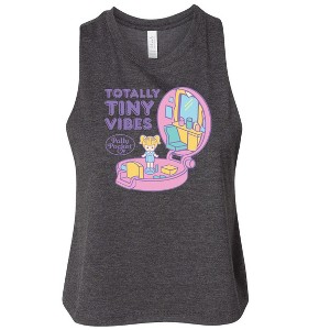 Women's Polly Pocket Totally Tiny Vibes Graphic Racerback Tank - Heather Charcoal - Medium - 1 of 2