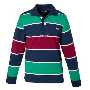 Sportoli Boys Cotton Striped Long Sleeve Polo Rugby Shirt - 1 of 3