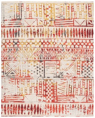 Hand-Knotted Red Wool Southwestern 6' x 9' Area Rug